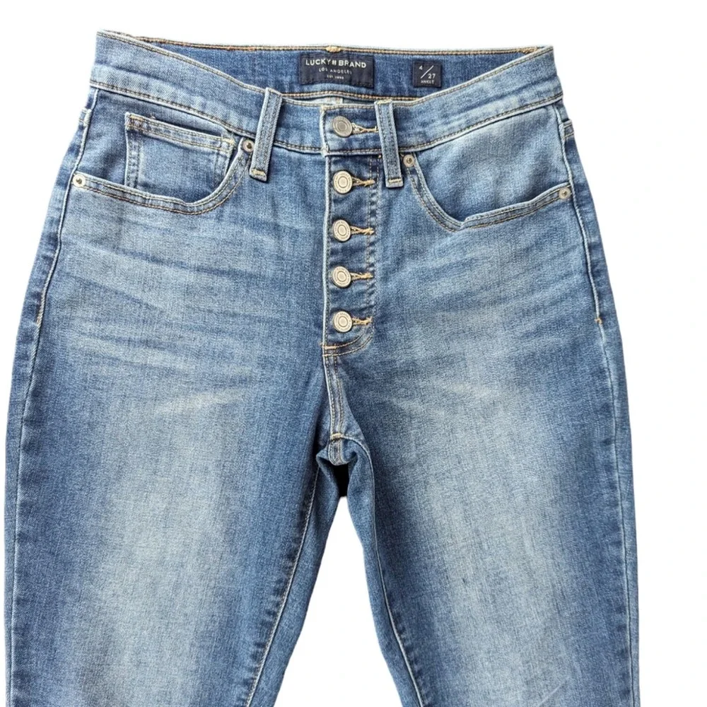 Lucky Brand High Rise Skinny Bridgette Ankle Jeans Raw Hem Button Fly Women's 4 - Picture 4 of 11